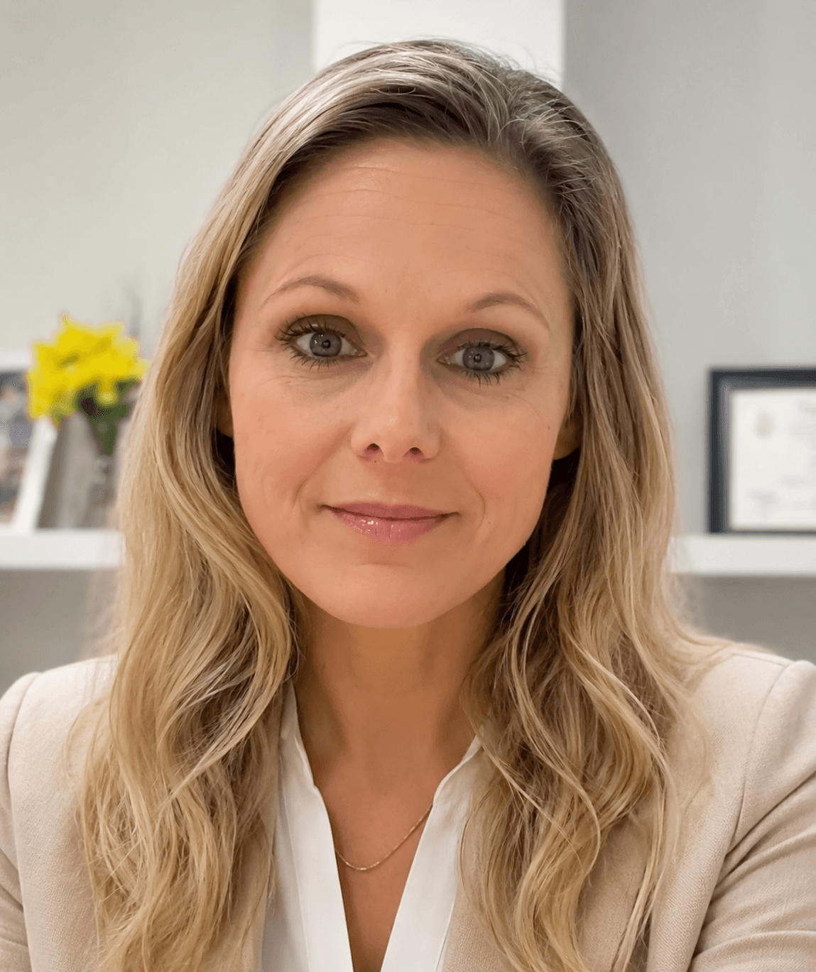 Rose Markotic, telehealth therapist, on a video session